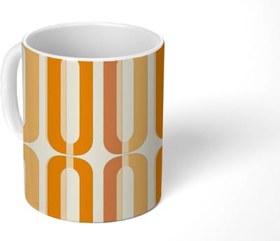 Mok - Koffiemok - U-vorm - Retro - Oranje - Mokken - 350 ML - Beker - Koffiemokken - Theemok