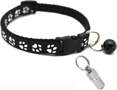 Verstelbare kat halsband met adreskoker zwart