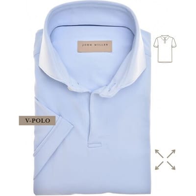 John Miller Slim-Fit Hyperstretch Short Sleeve V-Polo Licht Blauw / male