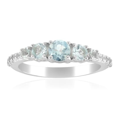 Cavill - Zilveren ring met ronde Braziliaanse amblygoniet - 925 sterling zilver - 0,68 ct - Elegante ring met zirconia accenten, maat 18