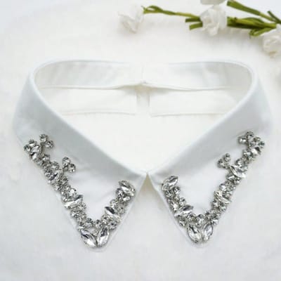 Faux col amovible en strass, col extérieur décoratif exquis pour femmes, cols de chemise blanc