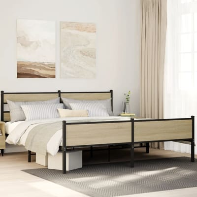 vidaXL - Bedframe - zonder - matras - metaal - sonoma - eikenkleurig - 193x203 - cm