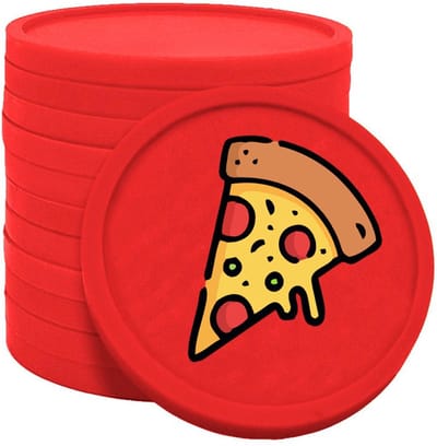 CombiCraft pizza consumptiemunten rood - Ø29mm enkelzijdig bedrukt - 100 stuks