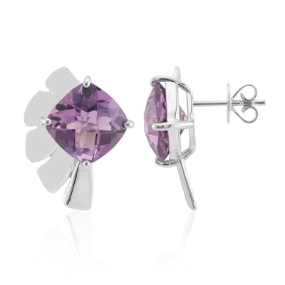 Cavill - 925 Sterling Zilver Oorbellen met 2 Braziliaanse Amethisten 6 086 ct - Antiek Kussen Slijpsel - Elegant Paars - 21 mm