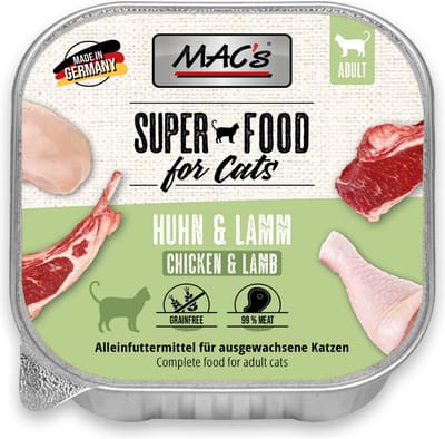 Mac’s Kattenvoer kuipje 99% vlees - Kip en lam 16 x 100g
