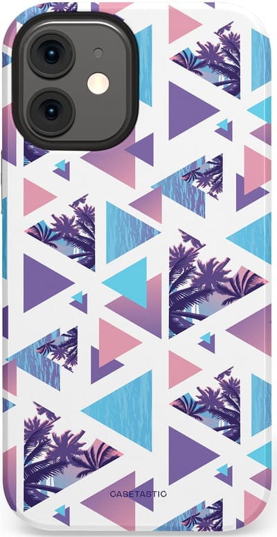Casetastic Hoesje Geschikt voor Apple iPhone 12 Mini - Stijlvolle Beschermende Duo-layer Case - Zomervibe geometrie