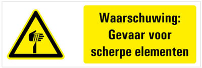 Tekstbord waarschuwing scherpe punten - kunststof - W022 200 x 75 mm