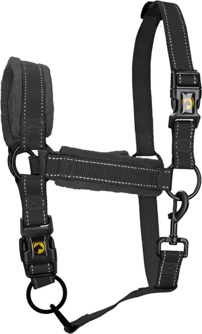 Excellent Horse - XS (Veulen) - Superior Essential Halster - Reflecterend - Fleece onderlegde neusriem - Paarden - Zwart