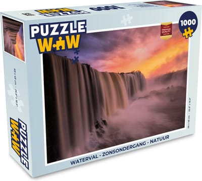 Puzzel Waterval - Zonsondergang - Natuur - Legpuzzel - Puzzel 1000 stukjes volwassenen