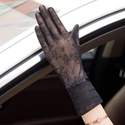Zonwerende handschoenen voor lente en zomer, met veters, lichtgewicht en ademend, touchscreen handschoenen voor dames, ademende zonwerende handschoenen voor autorijden en fietsen. Average size gray