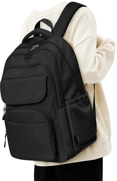 Leuke unisex rugzak, waterdichte rugzak voor de middelbare school, eenvoudige rugzak voor studenten, laptoprugzak voor op reis, lichtgewicht casual rugzak voor dagelijks gebruik, rugzak voor de onderbouw van de middelbare school, zwart.