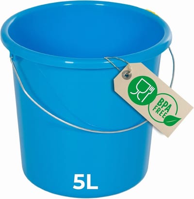 Novaliv emmer 5L blauw met maatverdeling - schoonmaak emmer 5 liter? 22,5 cm Praktische alleskunner met schaalverdeling voor huishouden & tuin ideaal als huishoudemmer, wateremmer, dweilemmer, emmer