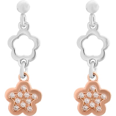 Orphelia 'Nixie' Dames 925 Zilveren Hanger Oorbellen - Zilver/Roze ZO-7377