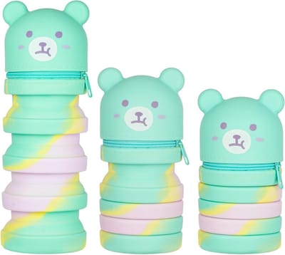 Zachte siliconen etui voor pennen, multifunctionele penhouder met rits voor school en kantoor, panda design voor jongens en meisjes