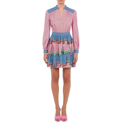 Moschino Polka Dot Dress In Trompe-l'œil Poplin Pink Maat: 36 | Mini Jurken Outlet | Dames | Roze