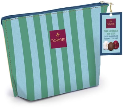 Domori - Cabana Collection Luxe Chocolade Paasei – Assorted Dark & Gianduia Chocolate Eggs – Premium Gift Set – Groen en lichtblauwe etui - meeneem verpakking voor onderweg