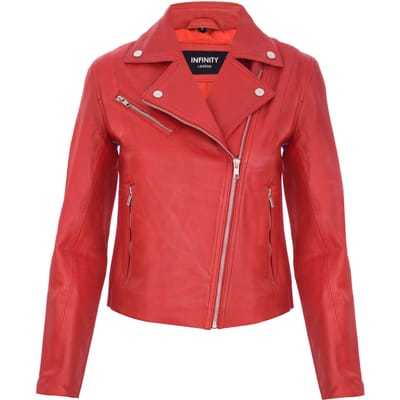 Dames slim leren bikerjack-Matlock