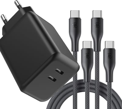 Usb C adapter 2 poorten - 45w usb C oplader - Universeel - Lange usb C kabel - Usb C naar usb C oplader 3 meter