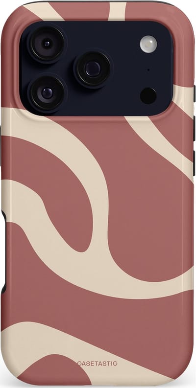 Casetastic hoesje geschikt voor Apple iPhone 17 Pro - MagSafe - Dubbellaagse bescherming - Terracotta Mediterranee Golven - Fashion Case - Taupe