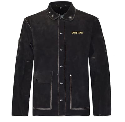 Dailygoods- Veiligheidsjas Hitte- en vlamvertragend - Leren veiligheidsjas - Duurzaam splitleer - Kevlar-stiksels - Nekbeschermingskraag - Maximale bescherming tegen vonken - Lasjack