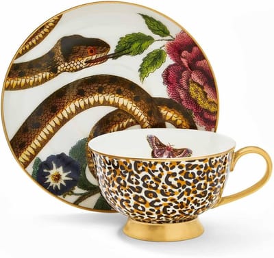 Thee Kop en Schotel - Theeservies Set - Genieten van Thee - Fijn China met Goud - 025 Liter