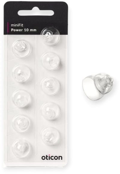 Oticon minifit POWER dome MAAT: 10 MM - DUBBELE KOEPEL - Blister van 10 stuks - voor MiniRite luidspreker