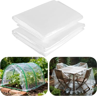 2 Stuks 2m x 3m Zware Polyethyleen Vellen, Dikke Heldere Plastic Doeken voor Tuinieren, Isolatie en Bouwbescherming