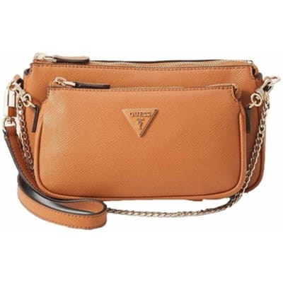 GUESS Schoudertas Handtas Noelle II Double Pouch Crossbody Bag Light Cognac Lichtbruin