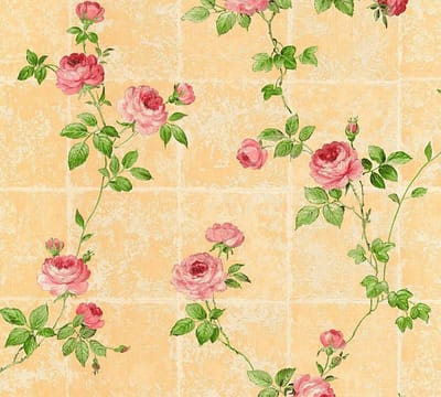 KLASSIEK TEGELMOTIEF MET ROZENRANKEN BEHANG | Franse Stijl - roze groen oranje beige - A.S. Création Château 5