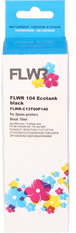 FLWR inktcartridge voor Epson 104 Zwart - Premium Huismerk Epson 104 inkt (Zwart - hoge capaciteit) o.a. geschikt voor Epson EcoTank ET‑1810, Epson EcoTank ET‑2875, Epson EcoTank ET‑2871, Epson EcoTank ET‑2860, Epson EcoTank ET‑2850