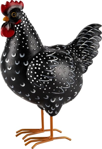 Dekoratief | Kip staand, zwart/wit, resina, 20x12x26cm | A240354