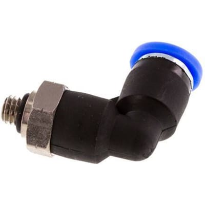 5/32'' x UNF 10-32 90 graden L-verbinding Messing/PBT Insteekfitting Draaibaar NBR [2 Stuks]