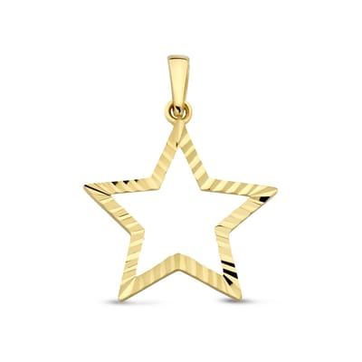 New Bling - 9NBG-0919 - 14K geelgouden Hanger – Ster Dia Cut – Dames Hanger