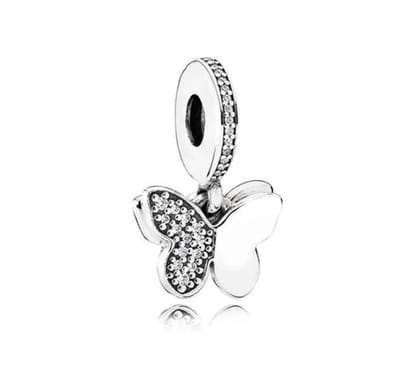 Fler® | 925 Sterling Zilver Bedel | Vlinder | Kristal | Past op populaire bedel armbanden (standaard - 3mm) | armbandbedel | Bedels Charms Beads