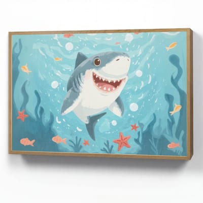 Nachtlampje 100x70 cm - Kinder lamp - Haai - Vissen - Blauw - Onderwater - Tafellamp kinderkamer draadloos - Slaapkamer lampje - Bedlamp kinderen - Kinderlampje - Wandlamp babykamer - Nachtlampjes