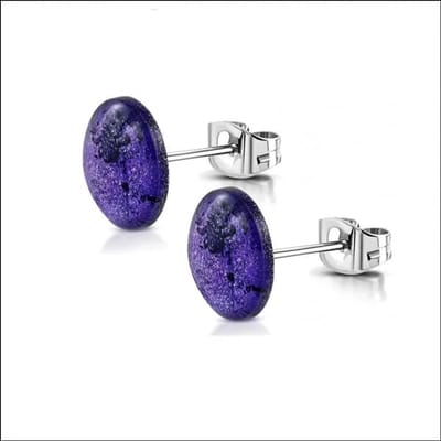 Aramat Jewels | Oorbellen | Modieuze Ronde Stalen Oorbellen 12mm | Paars-Zwart | |12mm | Staal | Volwassenen | Verkleurd niet