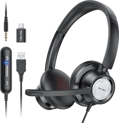 Headset met Microfoon voor PC - Geluiddempende USB Type C 3.5mm Headset voor Conferenties, Skype Chats en Online Cursussen