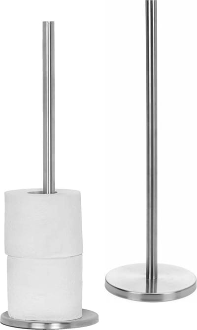 Bellatio design Reserverolhouder - 2x - zilverkleurig - 5 rollen - RVS - 45 cm - wc rolhouder - toiletrolhouder