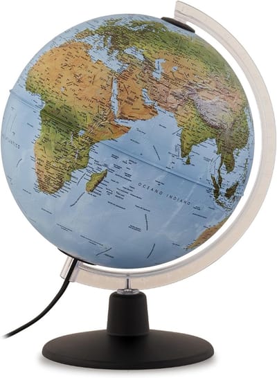 Famanu – Educatieve wereldbol 25 cm met actuele wereldkaart, interactief leerobject