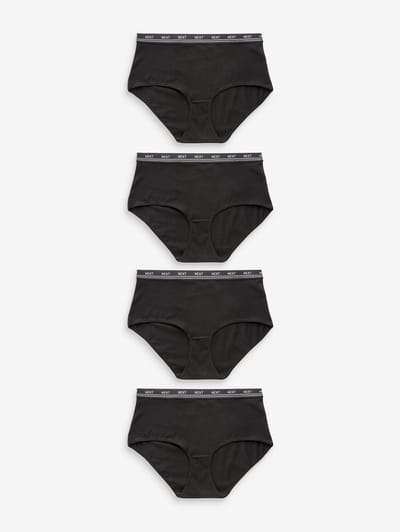 Next - Dames - Set van 4 katoenen midislips met logo - Zwart