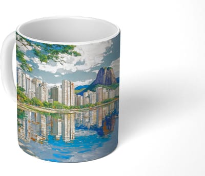 Mok - Koffiemok - Berg - Skyline - Strand - Water - Mokken - 350 ML - Beker - Koffiemokken - Theemok