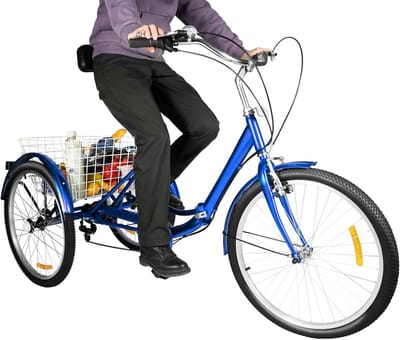 Driewieler voor volwassenen - Stabiele fiets - Comfortabel transport - Opvouwbaar ontwerp - 24 inch - Zwart