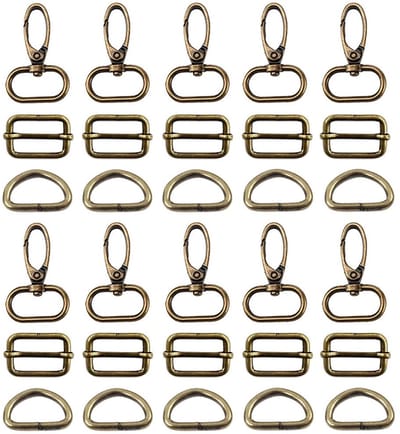 Dailygoods- Karabijnhaak 25 mm - D-ringen - Schuifgesp - Riemversteller - Sleutelhanger - 30 stuks - Tassenhaak