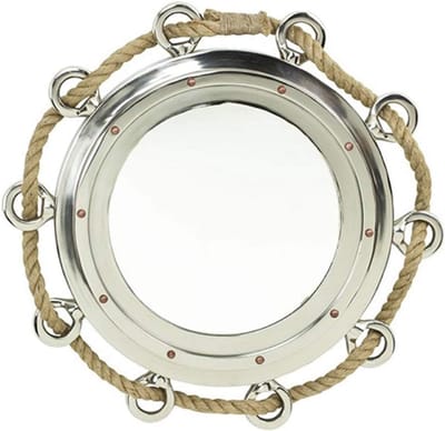Grote Ronde Spiegel met Aluminium Touwrand Decoratieve Wanddecoratie