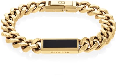 Tommy Hilfiger TJ2790539 Heren Armband - Schakelarmband - Sieraad - Staal - Onyx - Gourmet - 9 mm breed - 19.5 cm lang
