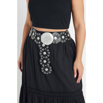 Yours Brede Riem Met Eyelet Detail En Gesp In Zwartsize 54-56