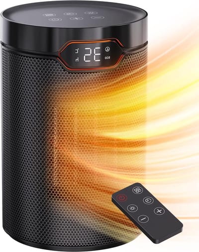 Heater Elektrische Kachel 1500W PTC 5 Modi ECO Ventilatormodus Thermostaat 24-Uur Timer Afstandsbediening Oververhittings- Kantelbeveiliging Compact Stil Thuis Kantoor