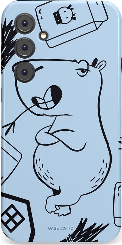 Casetastic Hoesje Geschikt voor Samsung A35 - Stijlvolle Beschermende Duo-layer Case - Capibara chillen