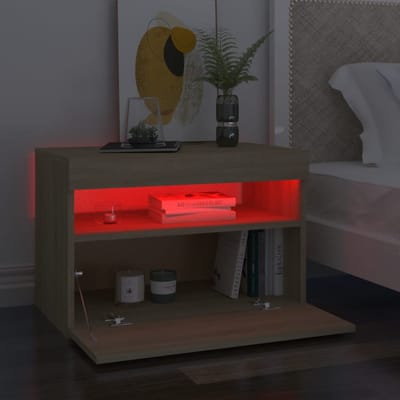 vidaXL - Nachtkastjes - 2 - st - LED-verlichting - 60x35x40 - cm - sonoma - eikenkleur