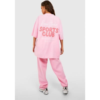 Dames Dsgn Studio Sports Bubble Slogan Oversized T-shirt | Roze | Maat: XS